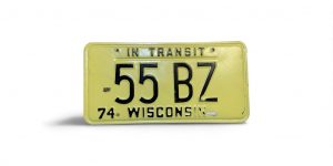 1974 WISCONSIN LOW NUMBER 55 BZ IN TRANSIT LICENSE PLATE