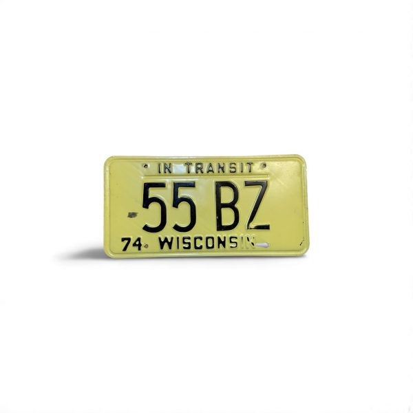 1974 WISCONSIN LOW NUMBER 55 BZ IN TRANSIT LICENSE PLATE
