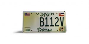 2002 MISSISSIPPI LICENSE PLATE VETERAN B 112 V FLAG