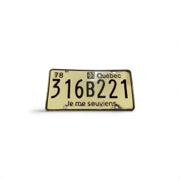 1978 QUEBEC LICENSE PLATE 316 221 JE ME SOUVIENS