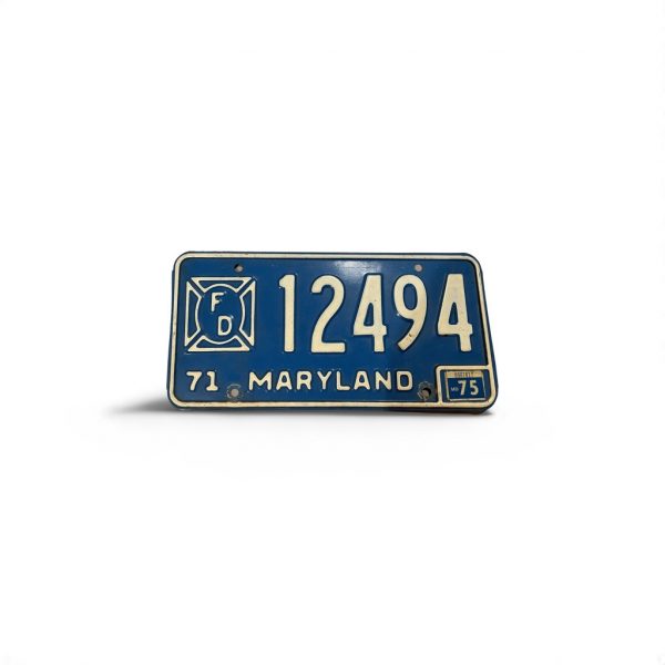 1975 MARYLAND LICENSE PLATE FIRE DEPARTMENT 1249A