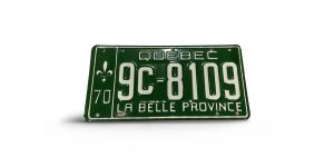 1970 QUEBEC LICENSE PLATE 9C 8109 LA BELLE PROVINCE