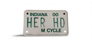 2000 INDIANA VANITY MOTORCYCLE LICENSE PLATE HER HD HARLEY DAVIDSON MOTORCYCLES