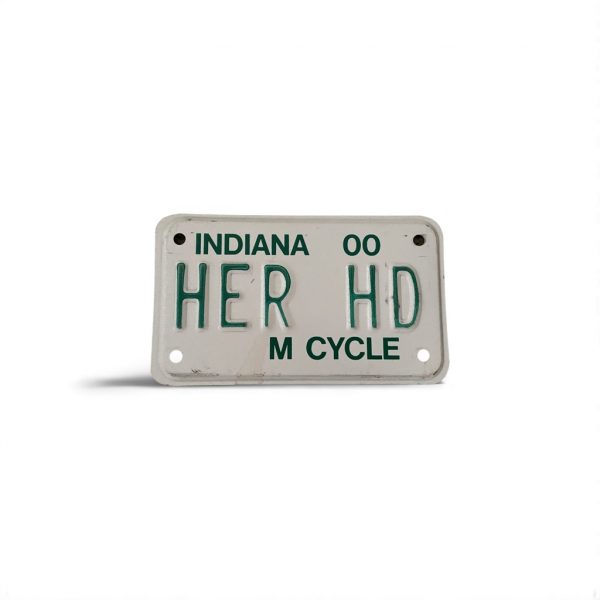 2000 INDIANA VANITY MOTORCYCLE LICENSE PLATE HER HD HARLEY DAVIDSON MOTORCYCLES