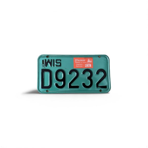1978 WISCONSIN SNOWMOBILE LICENSE PLATE D 9232