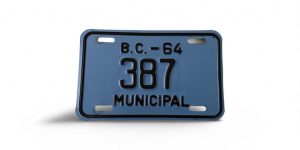 1964 BC 387 LOW NUMBER 3-DIGIT MUNICIPAL LICENSE PLATE