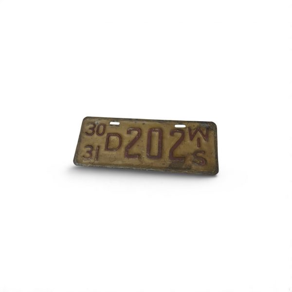 1931 WISCONSIN LICENSE PLATE LOW NUMBER 3-DIGIT 202