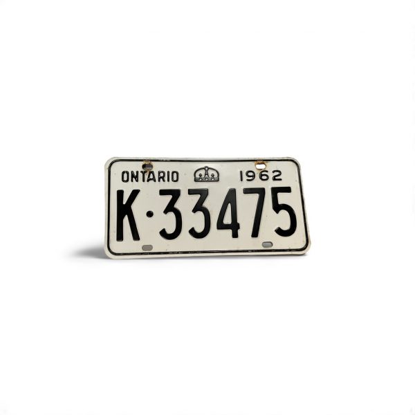 1962 ONTARIO LICENSE PLATE K 33475