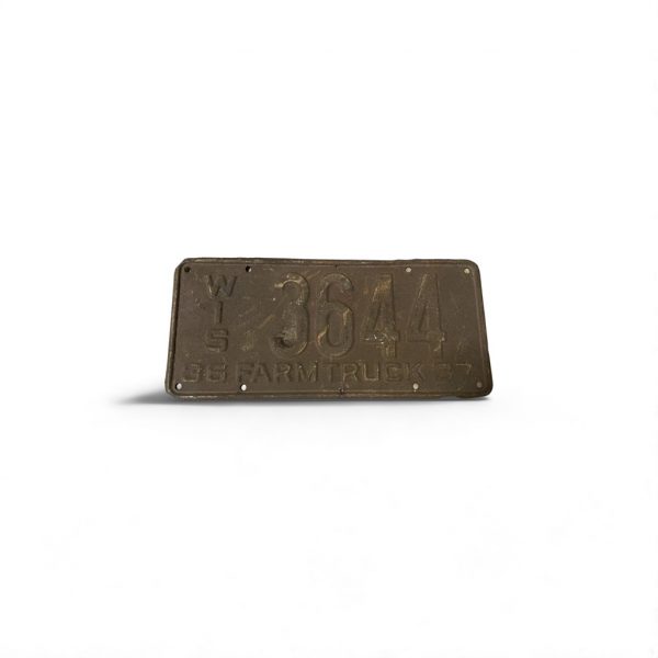 1937 WISCONSIN FARM TRUCK LICENSE PLATE 3644