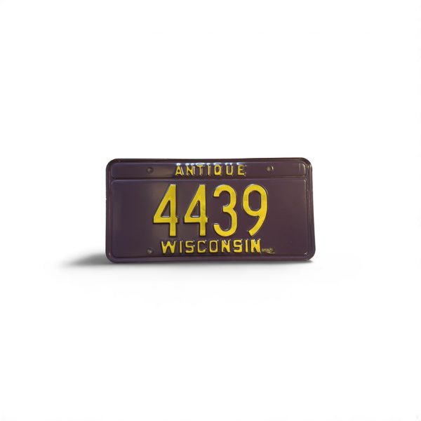 WISCONSIN ANTIQUE LICENSE PLATE LOW NUMBER 4439