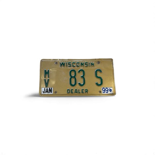 1999 WISCONSIN DEALER LICENSE PLATE LOW NUMBER 83 S