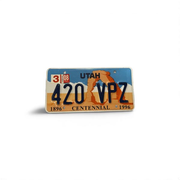 2008 UTAH LICENSE PLATE CENTENIAL 420 VPZ