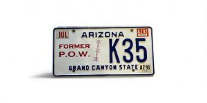 ARIZONA LICENSE PLATE K35 POW PRISONER OF WAR K 35