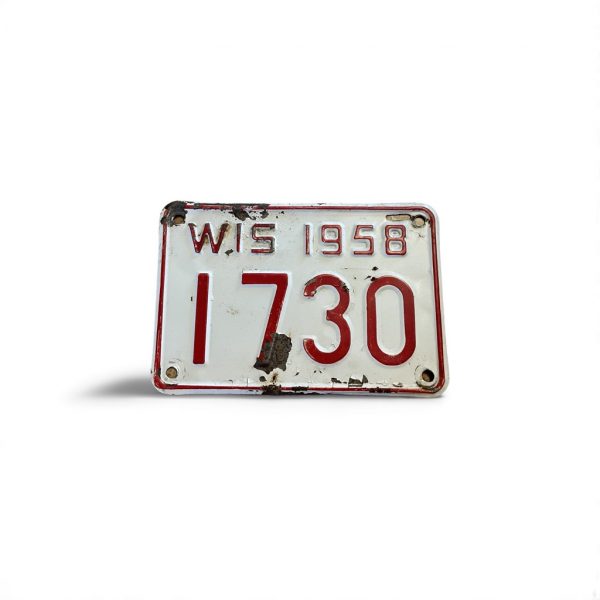 1958 WISCONSIN MOTORCYCLE LICENSE PLATE RARE 1730