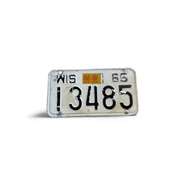 1965 WISCONSIN MOTORCYCLE LICENSE PLATE 13485