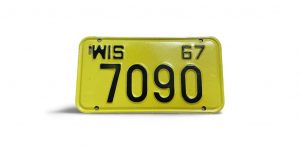 1967 WISCONSIN MOTORYCLE LICENSE PLATE WITH ORIGINAL ENVELOPE 7090