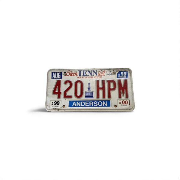 1998 TENNESSEE LICENSE PLATE 420 HPM ANDERSON BICENTENIAL