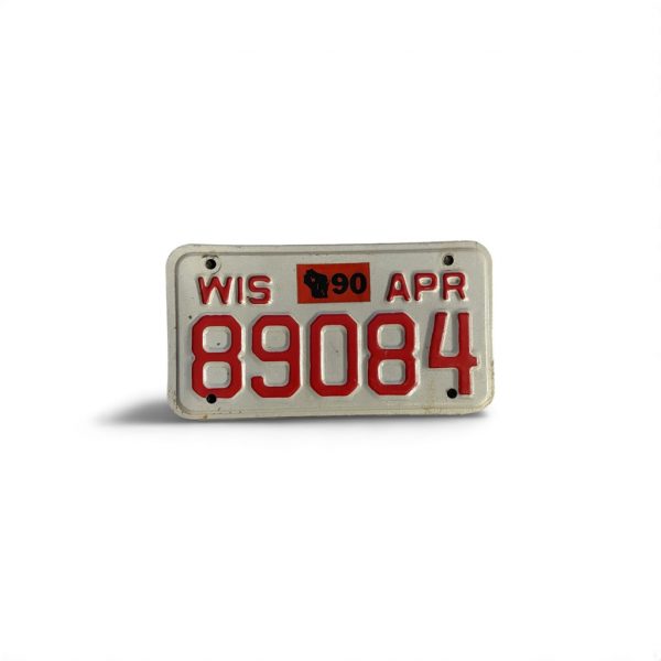 1990 WISCONSIN LICENSE PLATE 89084 MOTORCYCLE