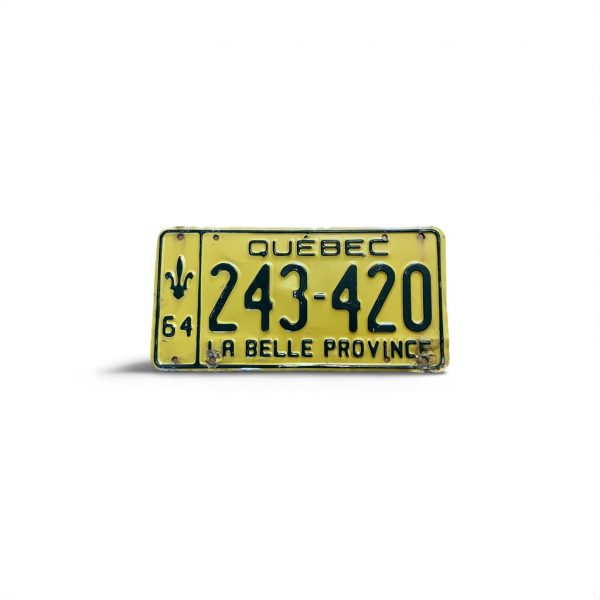 1964 QUEBEC LA BELLE PROVINCE 243 420 LICENSE PLATE