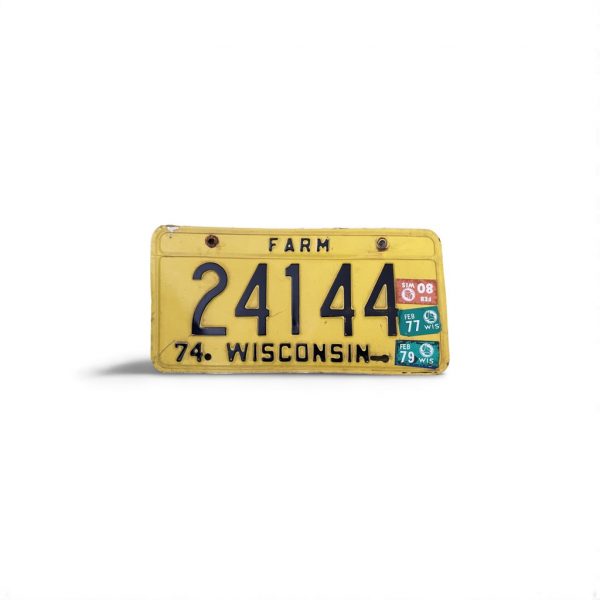 1977 WISCONSIN LICENSE PLATE 24144 FARM LICENSE PLATE