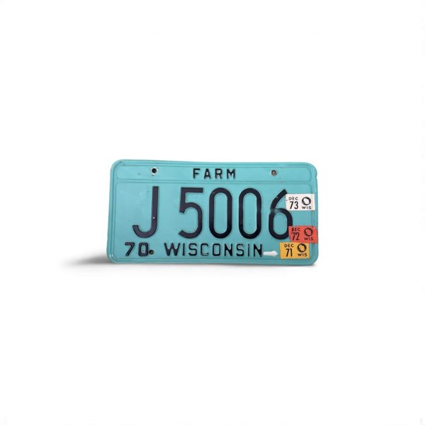 1971 WISCONSIN LICENSE PLATE J 5006 FARM