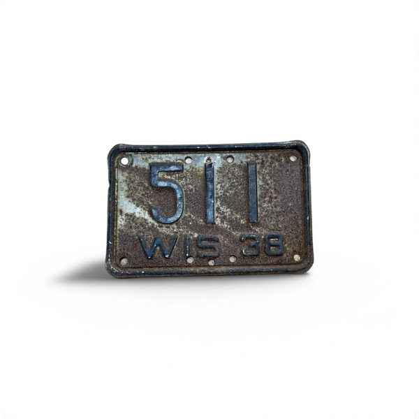 1938 WISCONSIN MOTORCYCLE LICENSE PLATE RARE 511 LOW NUMBER 3-DIGIT
