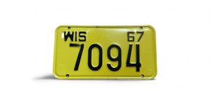 1967 WISCONSIN MOTORYCLE LICENSE PLATE WITH ORIGINAL ENVELOPE 7094