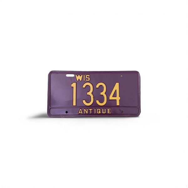 WISCONSIN LICENSE PLATE 1334 ANTIQUE