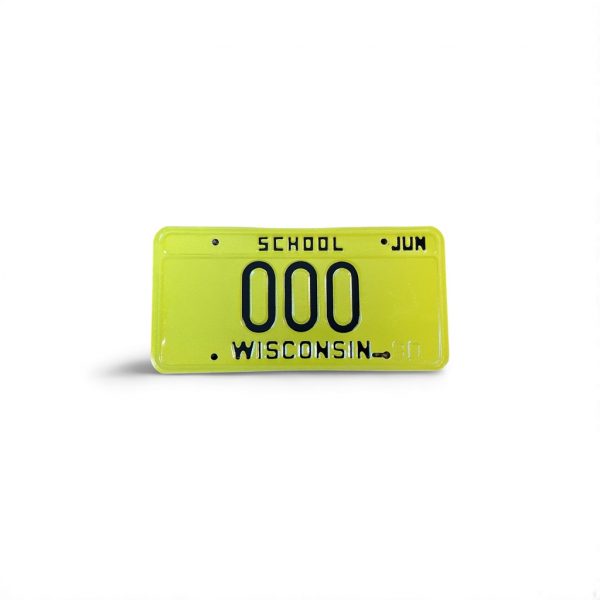 1980 WISCONSIN SAMPLE SCHOOL LICENSE PLATE 000 RARE