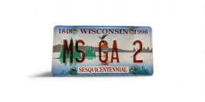 1998 WISCONSIN VANITY LICENSE PLATE MS GA 2  SESQUICENTENNIAL