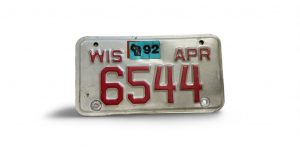 1992 WISCONSIN MOTORCYCLE LICENSE PLATE 6544 LOW NUMBER