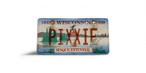 1998 WISCONSIN VANITY LICENSE PLATE PIXXIE PIXIE