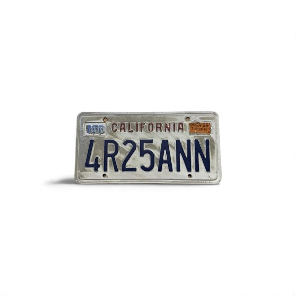 1998 CALIFORNIA LICENSE PLATE VANITY 4R25 ANN 25TH ANNIVERSARY