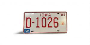 1984 IOWA D 1026 LICENSE PLATE
