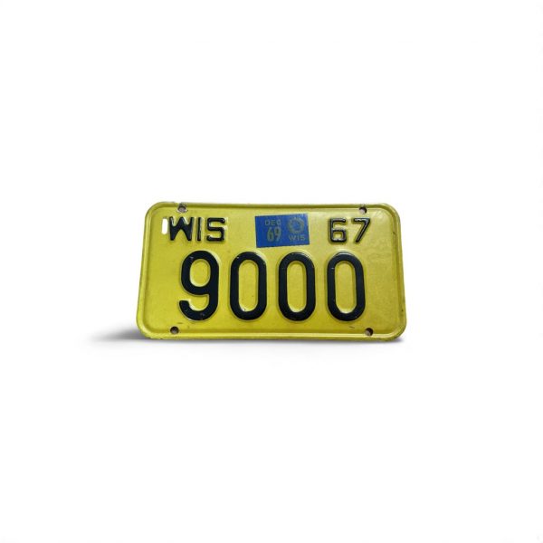 1967 WISCONSIN MOTORCYCLKE LICENSE PLATE 9000