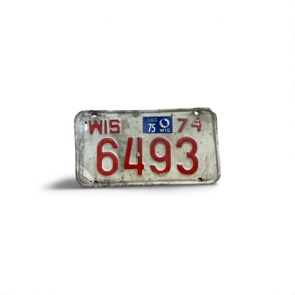 1974 WISCONSIN MOTORCYCLE LICENSE PLATE 6493