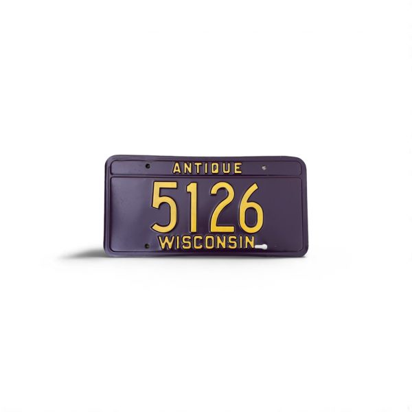 WISCONSIN LICENSE PLATE 5126 ANTIQUE