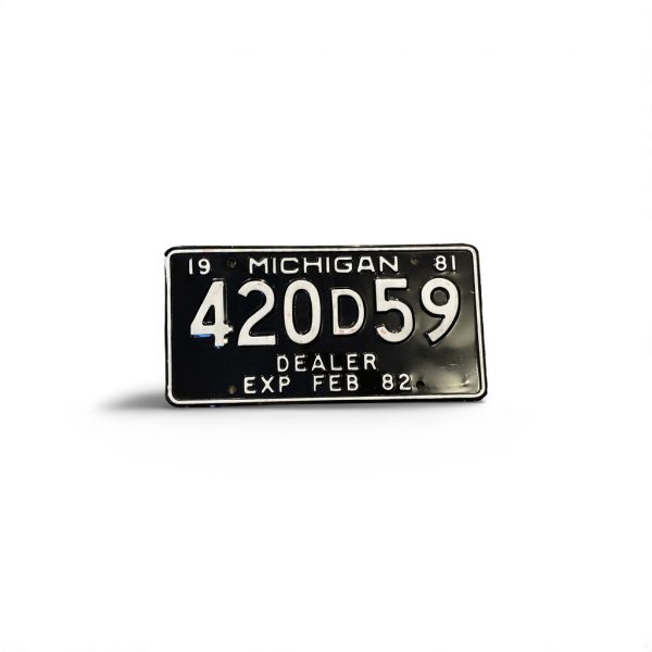 1981 MICHIGAN DEALER LICENSE PLATE 420 D 59