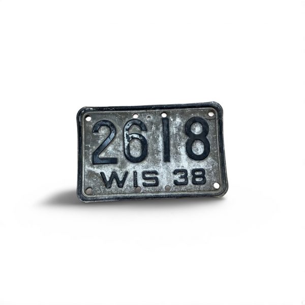 1938 WISCONSIN MOTORCYCLE LICENSE PLATE RARE 2618