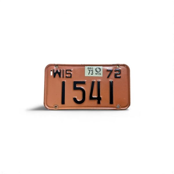 1972 WISCONSIN MOTORCYCLE LICENSE PLATE 1541 LOW NUMBER