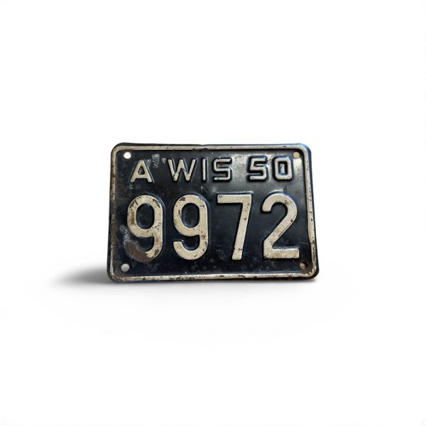 1950 WISCONSIN MOTORCYCLE LICENSE PLATE RARE 9972
