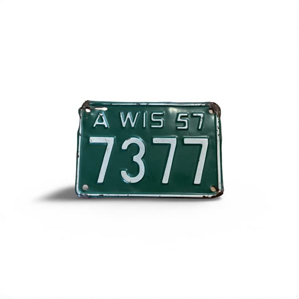1957 WISCONSIN MOTORCYCLE LICENSE PLATE RARE 7377