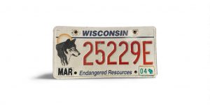 2004 WISCONSIN ENDAGERED RESOURCED 25229E WOLF LICENSE PLATE