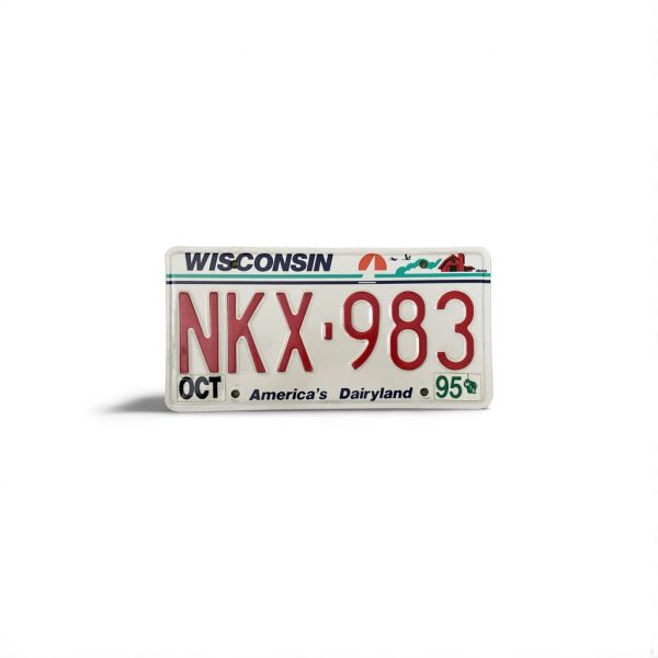 1995 WISCONSIN LICENSE PLATE NKX 983 STICKERED