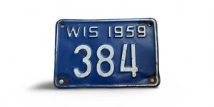 1959 WISCONSIN MOTORCYCLE LICENSE PLATE RARE 384 LOW NUMBER 3-DIGIT