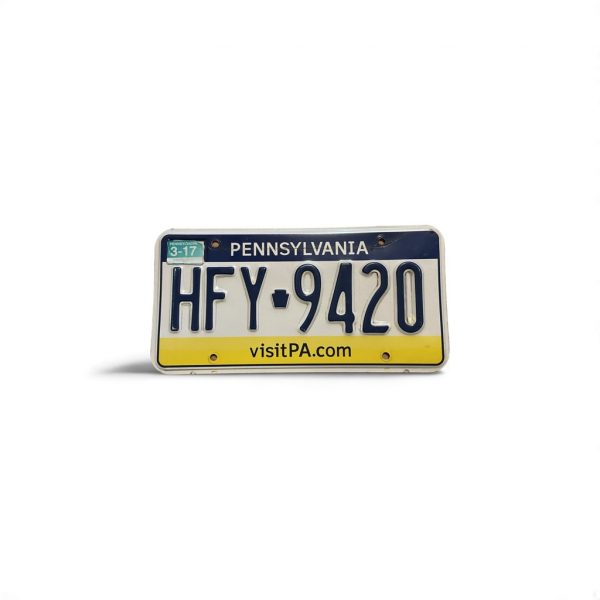2017 PENNSYLVANIA LICENSE PLATE HFY 9420 420