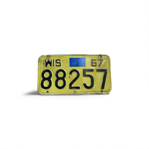 1967 WISCONSIN MOTORCYCLE LICENSE PLATE 88257