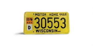 1987 WISCONSIN LICENSE PLATE 30553 MOTOR HOME