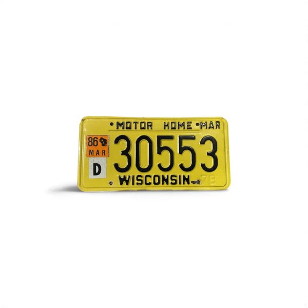 1987 WISCONSIN LICENSE PLATE 30553 MOTOR HOME