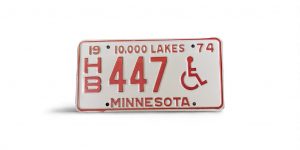 1974 MINNESOTA LICENSE PLATE DISABLED 447 3-DIGIT